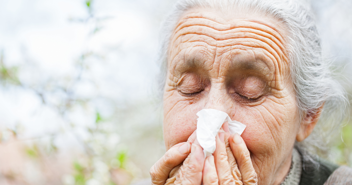 Senior woman dealing with allergies