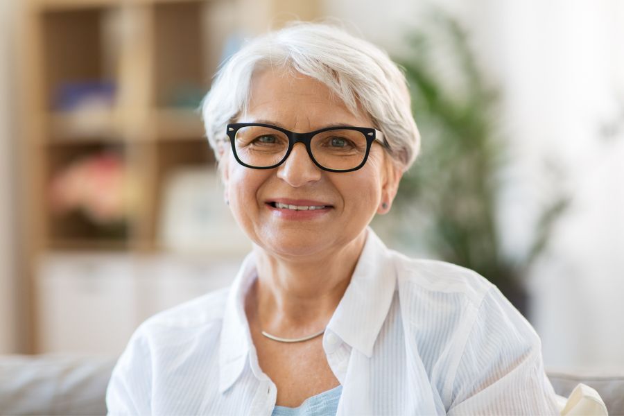 happy elderly woman