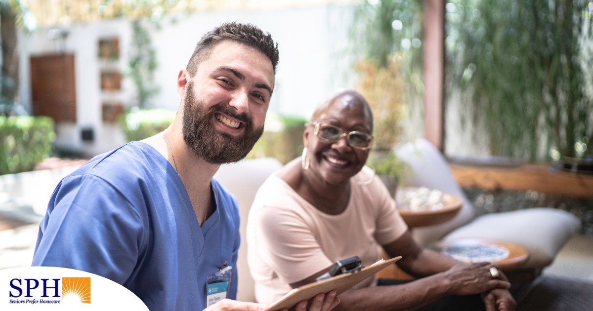 A happy caregiver and client represent the results of quality training and support for those in the caregiving field.