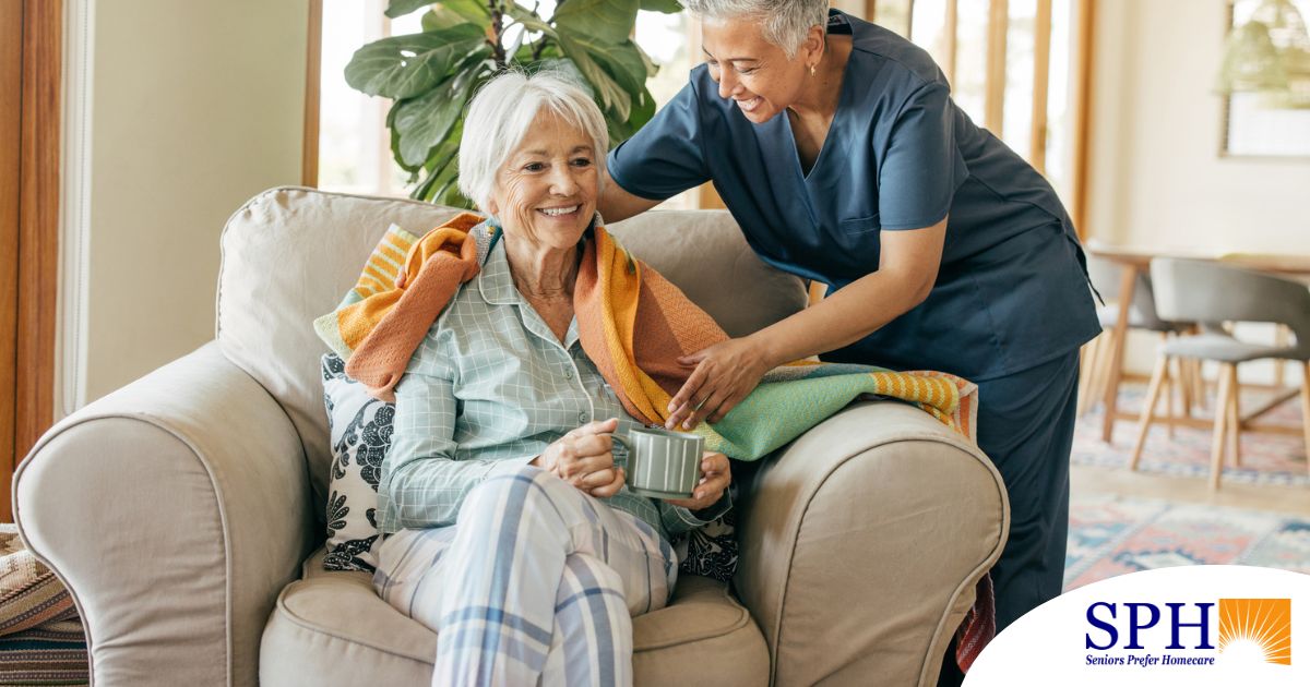 An aide provides home health care support for chronic conditions