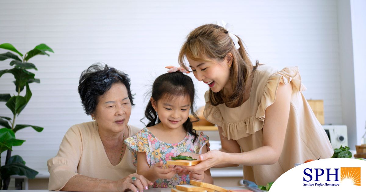 A sandwich generation caregiver in action.